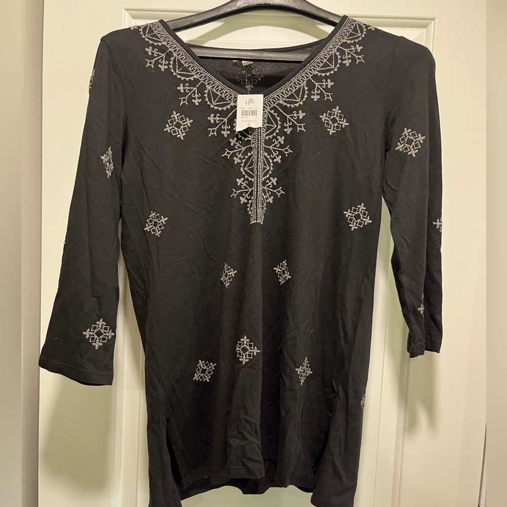 Black 3/4 Sleeve J Jill Tunic Top NWT Sz Small